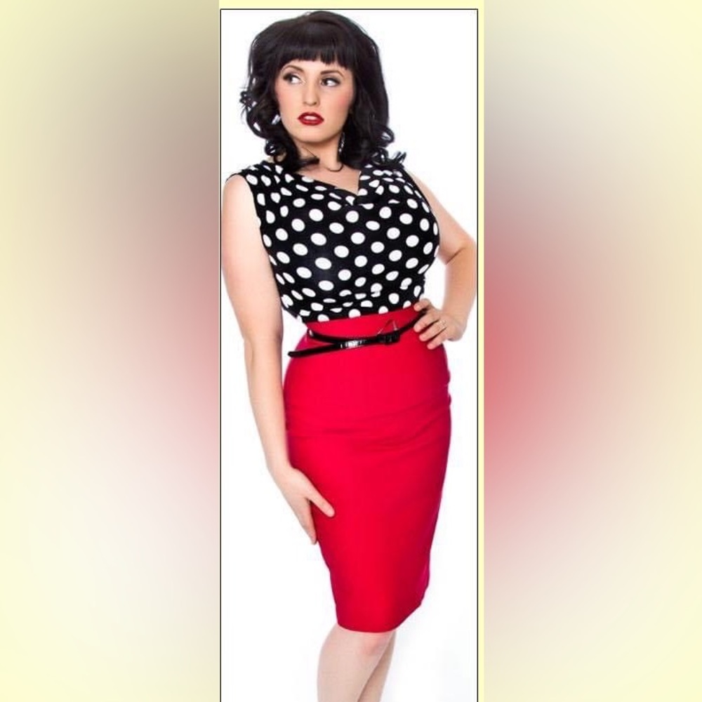 Rock Steady Polka Dot Open Back Retro Rockabilly Dress L